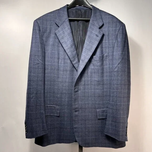 KITON 100% Cashmere Handmade in Italy Plaid Blue Sport Coat 48L - Picture 2 of 12